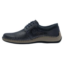 Pantofi barbati, Rieker, 05213-14-Albastru, casual, piele naturala, perforati, cu talpa joasa, albastru (Marime: 42)