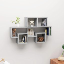 Raft de perete în forma de masina, gri beton, 82x15x51cm, PAL GartenMobel Dekor