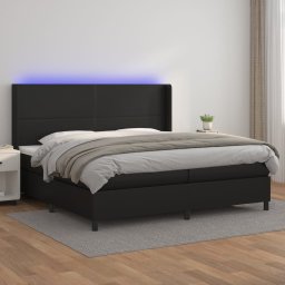 Pat box spring cu saltea, negru, 200x200 cm, piele ecologica GartenMobel Dekor