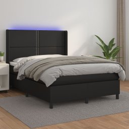 Pat box spring cu saltea, negru, 140x190 cm, piele ecologica GartenMobel Dekor