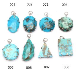 Pandantiv Turcoaz Iranian Natural 32-41 x 16-21 x 4-7 mm - Cristalul Comunicarii si Creativitatii - Argint 925 - 1 Buc