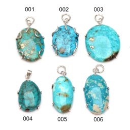 Pandantiv Turcoaz Iranian Natural Oval 28-38 x 14-22 x 3-7 mm - Cristalul Comunicarii si Creativitatii - Argint 925 - 1 Buc