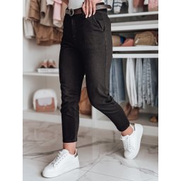 Pantaloni slim fit pentru femei cu curea TAIRONIK negri