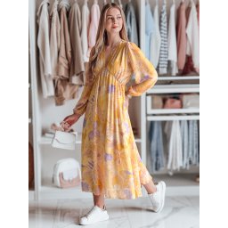 Rochie midi galbenă cu model floral