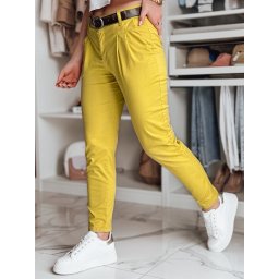 Pantaloni chino de damă MODELA cu curea, muștar