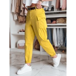 Pantaloni largi pentru femei GOTRENDI, muștar
