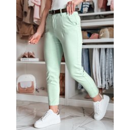 Pantaloni slim fit pentru femei cu curea, mentă