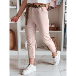 Pantaloni roz de damă cu curea MADELINA