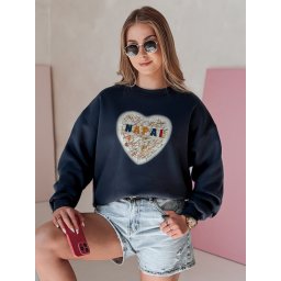 Hanorac supradimensionat pentru femei cu motiv de inimă