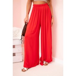 Kesi Włoski Women's wide trousers with elastic waistband red