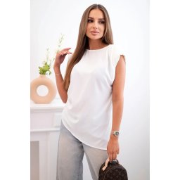 Kesi Włoski Elegant women's blouse with ruffles and asymmetrical cut ecru