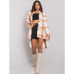 Cămașă în carouri pentru femei, culoare camel-ecru