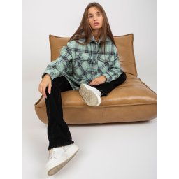 Cămașă în carouri pentru femei, culoarea mentă
