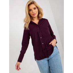 Cămașă de damă violet închis cu guler