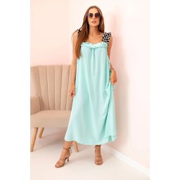 Kesi Włoski Women's dress with leopard print straps mint