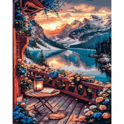Set pictura pe numere, cu sasiu, Relaxare la munte, 40x50 cm