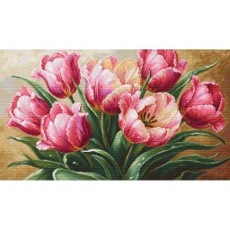 Set goblen de cusut, cu diagrama, Lalele gratioase, 35x24 cm