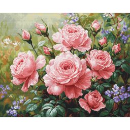 Set goblen de cusut, cu diagrama, Gradina de trandafiri, 35x24 cm