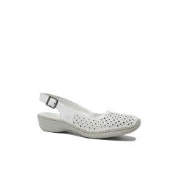 Mocasini damă Rieker din piele naturală albi, decupați la spate RIK41350-80-38 EU