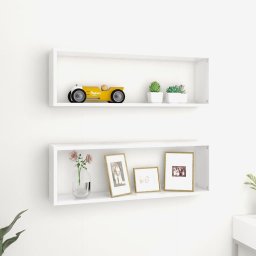 Rafturi de perete cub, 2 buc., alb, 80x15x26,5cm lemn prelucrat GartenMobel Dekor