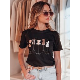 Tricou de damă cu imprimeu MANETEE, negru