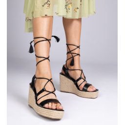 Gemre Sandale negre espadrile pe pană Klea