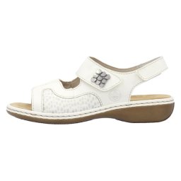 Sandale dama, Rieker, 65989-82-Alb, casual, piele ecologica, cu talpa joasa, alb (Marime: 42)