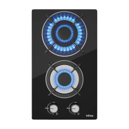 Plita Plita pe Gaz Incorporabila 2 Arzatoare 30 cm Negru, Aprindere Electrica, Sistem Siguranta Gaz