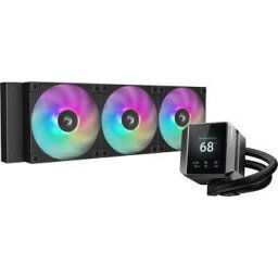 DeepCool "MYSTIQUE 360", skt. Intel si AMD, racire cu lichid, 3 x 120mm, 600 - 2400 RPM, iluminare RGB, afisaj digital, negru "R-LX750-BKADSNC-G-1" (timbru verde 2.00 lei)