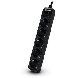 Prelungitor PRELUNGITOR CYBER POWER, Schuko x 5, conectare prin Schuko (T), cablu 1.8 m, 10 A, protectie supratensiune, negru, "B0520SCO-DE" (timbru verde 0.18 lei)