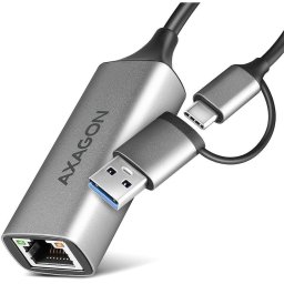 Placa de retea ADE-TXCA, RJ-45, USB-C + USB-A, Gri