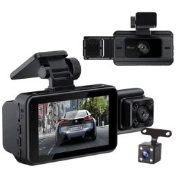 Cameră video auto DVR, EM-S15, 3 lentile – vizibilitate completă, 1920x1080 px, Display 3.0 inch, Night Vision, WiFi