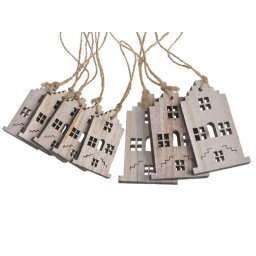 Casute lemn+agatatoare pentru aranjamente florale set 8 buc