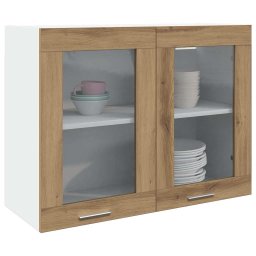 Dulap de sticla suspendat Stejar artizanal 80 x 31 x 60 cm PAL GartenMobel Dekor
