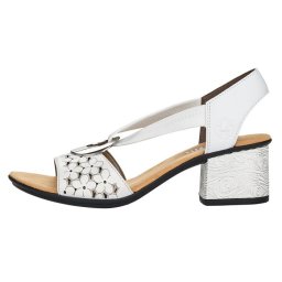 Sandale dama, Rieker, 64677-80-Alb, casual, piele naturala, cu toc, alb (Marime: 40)
