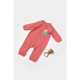 Salopeta cu fermoar, Two thread, BabyCosy, 100% bumbac organic, Rose (Marime: 3-6 Luni)