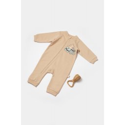Salopeta cu fermoar, Two thread, BabyCosy, 100% bumbac organic, Stone (Marime: 6-9 luni)