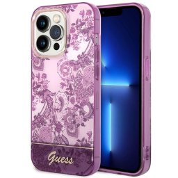 Husa Husă Guess Porcelain Collection pentru iPhone 14 Pro Max, Fucsia