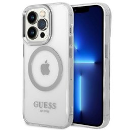 Husa Guess GUHMP14LHTRMS iPhone 14 Pro 6.1" silver/silver hard case Metal Outline Magsafe