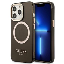 Husa Husă Guess Gold Outline Translucent MagSafe pentru iPhone 13 Pro Max, Negru