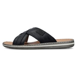 Papuci barbati, Rieker, 21082-00-Negru, casual, piele naturala, cu talpa joasa, negru (Marime: 46)
