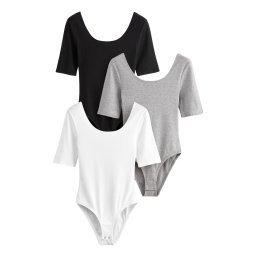 The Set Tricou body gri amestecat / negru / alb