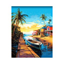 Set goblen cu diamante, cu sasiu, Port linistit, 30x40 cm