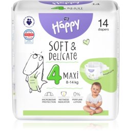 BELLA Baby Happy Soft&Delicate scutece de unică folosință cu canale Maxi 8-14 kg 14 buc