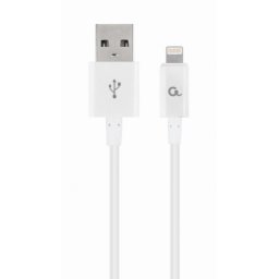 CABLU alimentare si date GEMBIRD, pt. smartphone, USB 2.0 (T) la Lightning (T), 2m, alb, CC-USB2P-AMLM-2M-W