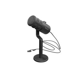 Microfon Genesis Radium 350D, tip Dynamic, model cardioid, suport fix, conectivitate USB-C, raspuns in frecventa 60 - 14.000 Hz, sensibilitate 48 dB, lungime cablu 250 cm, negru