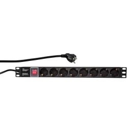 Prelungitor PDU LOGILINK 1U pt. rack 19 inch, 8 prize Schuko, intrare Schuko, max 16 A, on/off, 2 m, "PDU8C01" (timbru verde 0.8 lei)