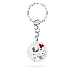 Breloc cu banut 25mm din Argint 925 personalizat cu nume, zodie si text