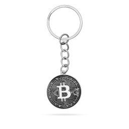 Breloc cu banut 25mm din Argint 925 personalizat cu simbol / Bitcoin