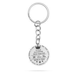 Breloc cu banut 25mm din Argint 925 gravat cu mesaj pentru fiica